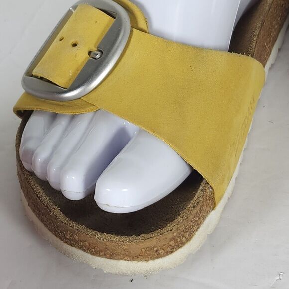 Birkenstock Women's Madrid Big Buckle EU 38 US 7 Yellow Nubuck Slide Sandals - Picture 16 of 16